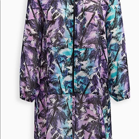 Torrid hooded anorak kimono- chiffon Palms purple - Picture 5 of 6